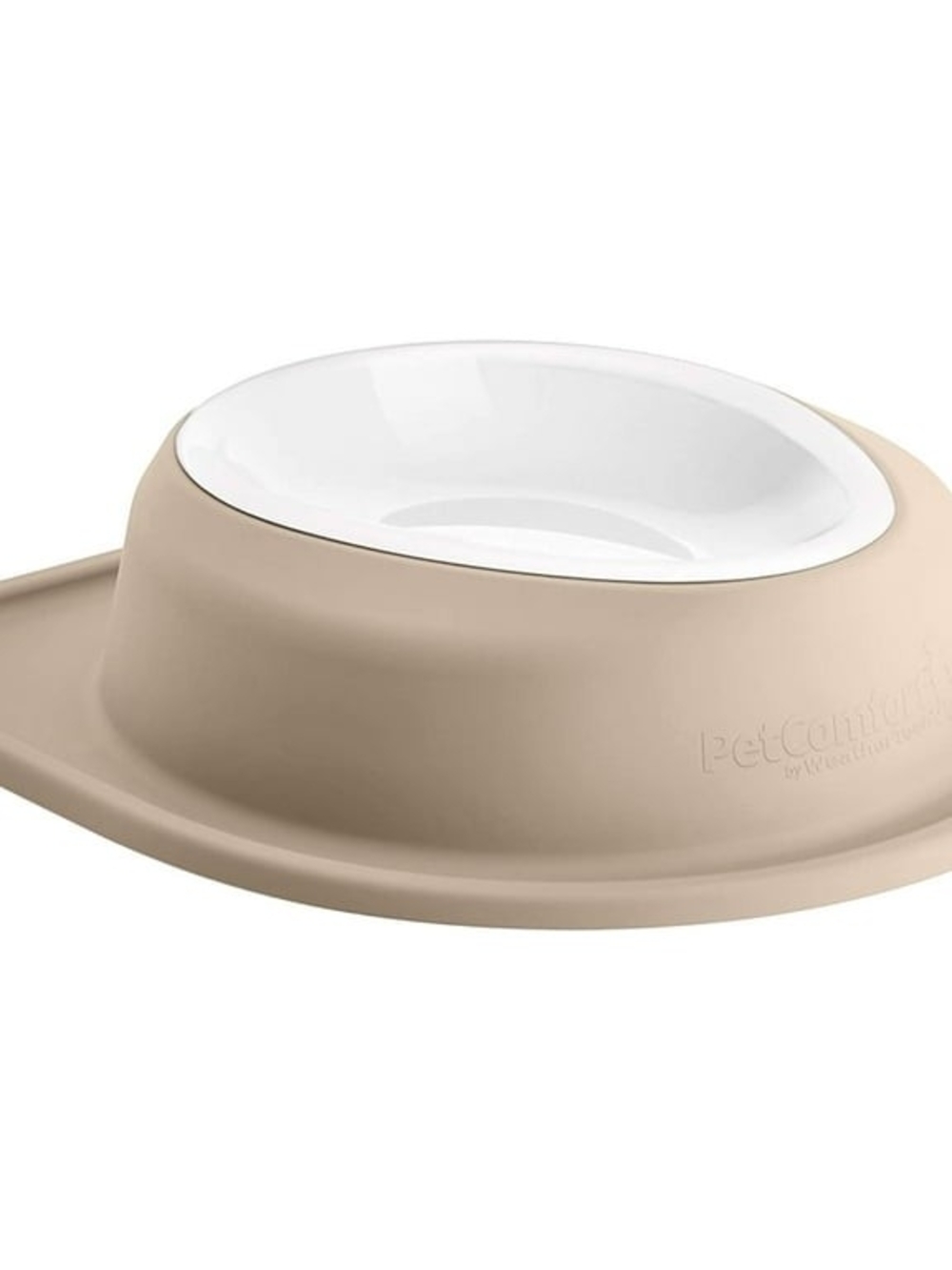 PetComfort Beige Non-Slip Elevated Dog Bowl with White Insert